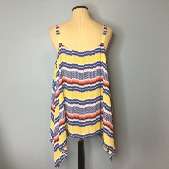 Vince Camuto 1X Handkerchief Hem  Striped Chiffon - Picture 4 of 5